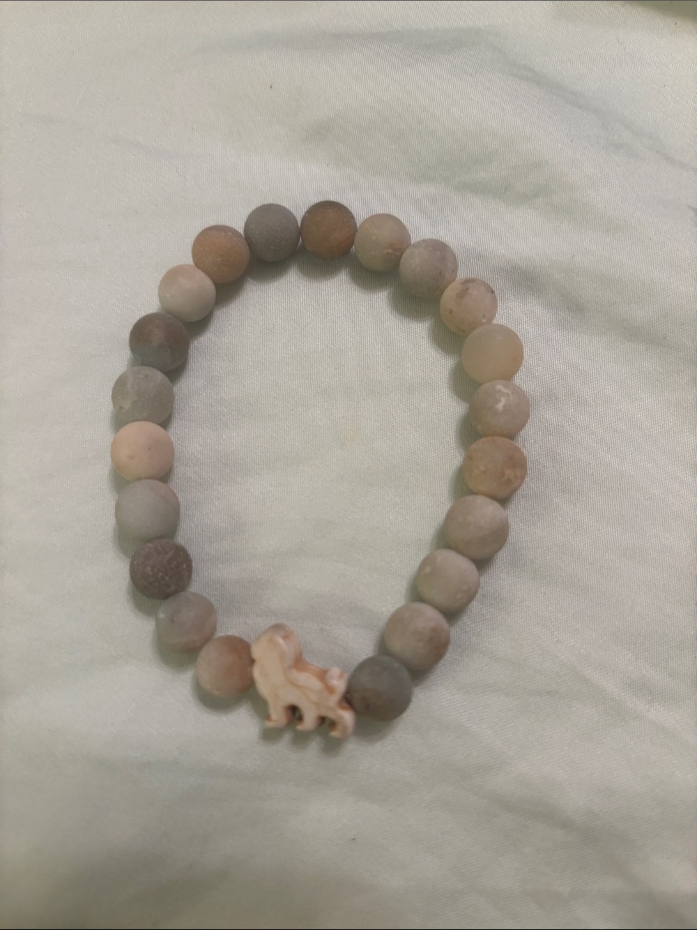 Matte Natural Stone Beaded Bracelet with Lion Charm